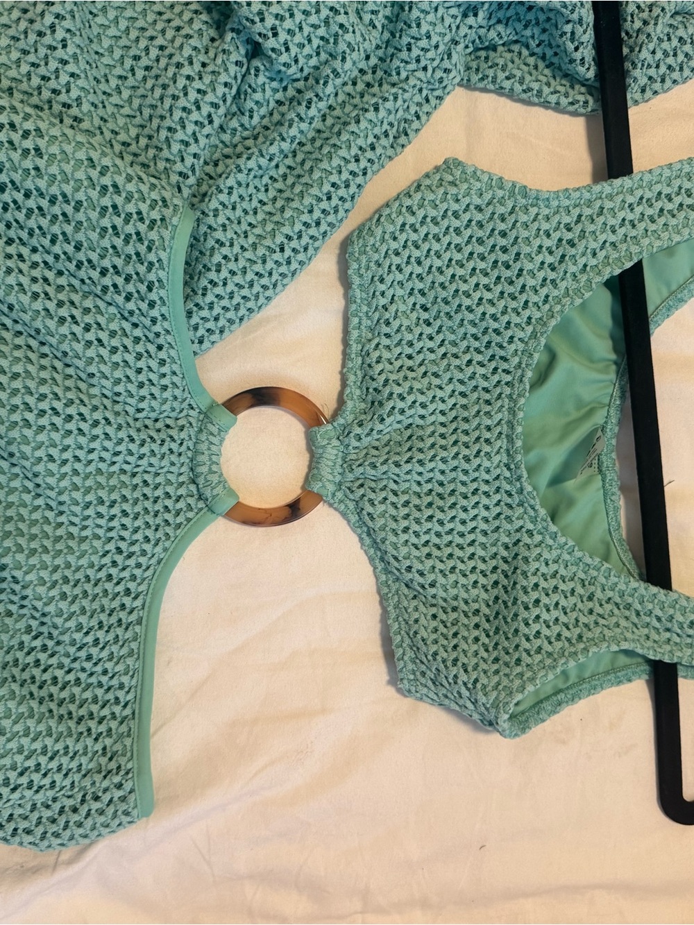 Montce Turquoise Crochet KY dress with Tortoiseshell Ring